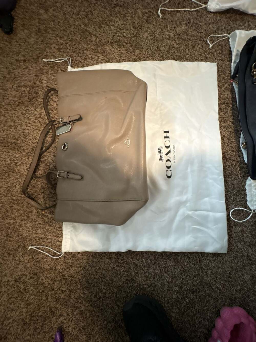 Coach Turnlock Large Leather Tote Bag